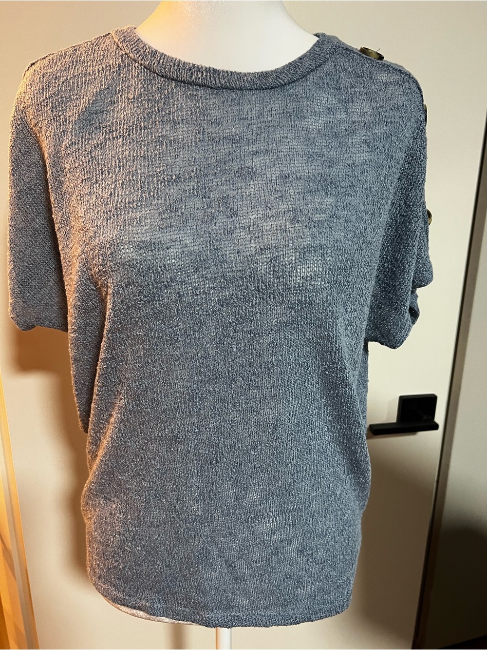 Papermoon Heather Gray Crewneck Short-Sleeve Sweater